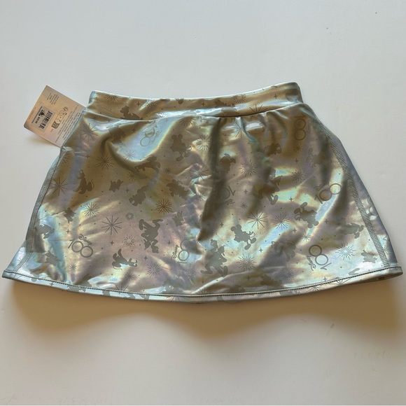 Disney 100th Anniversary Silver Holographic Stretch Skorts Bow Accent Girls 7/8 - Picture 2 of 10